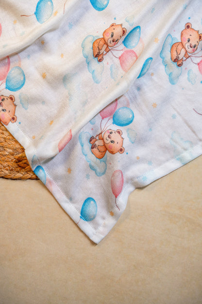 Teddy Organic Bamboo Muslin Swaddle blanket 100x100 cm