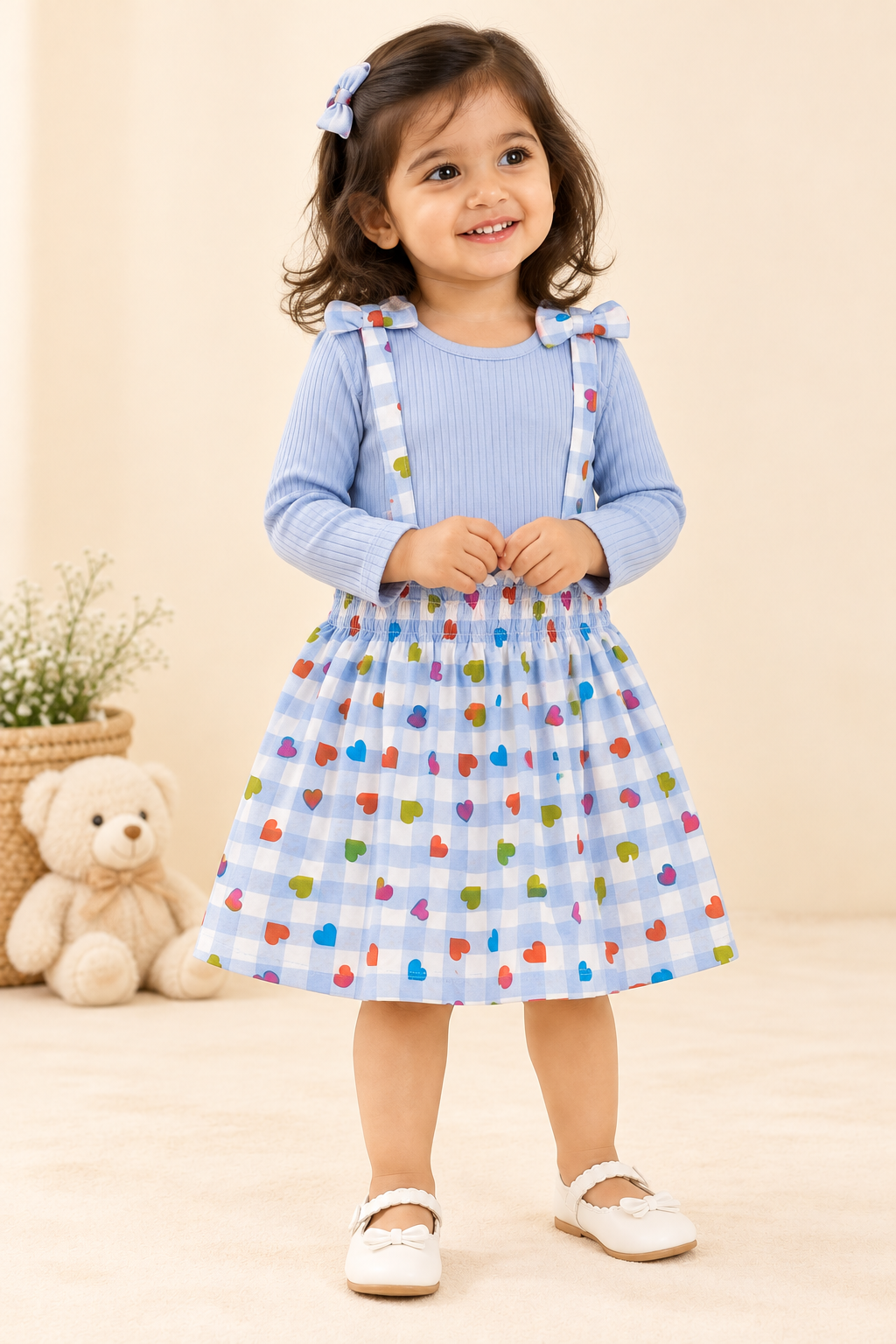 Girls Full Sleeve Ribbed Frock
