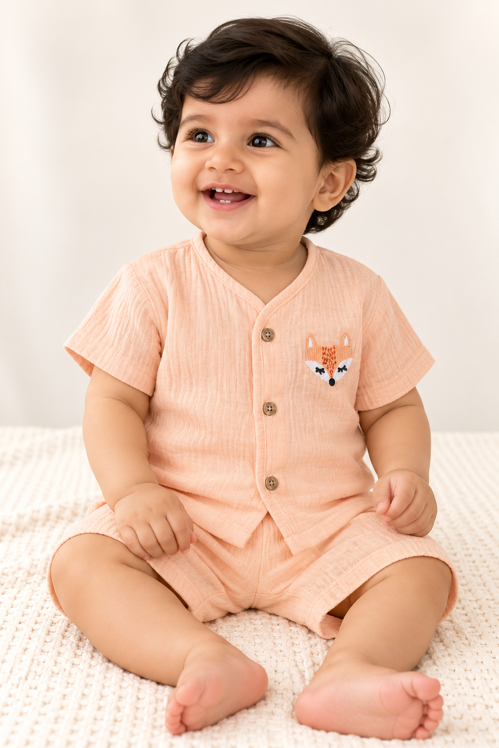 Muslin Baby Co-Ord Set – Short Sleeve Shirt & Shorts