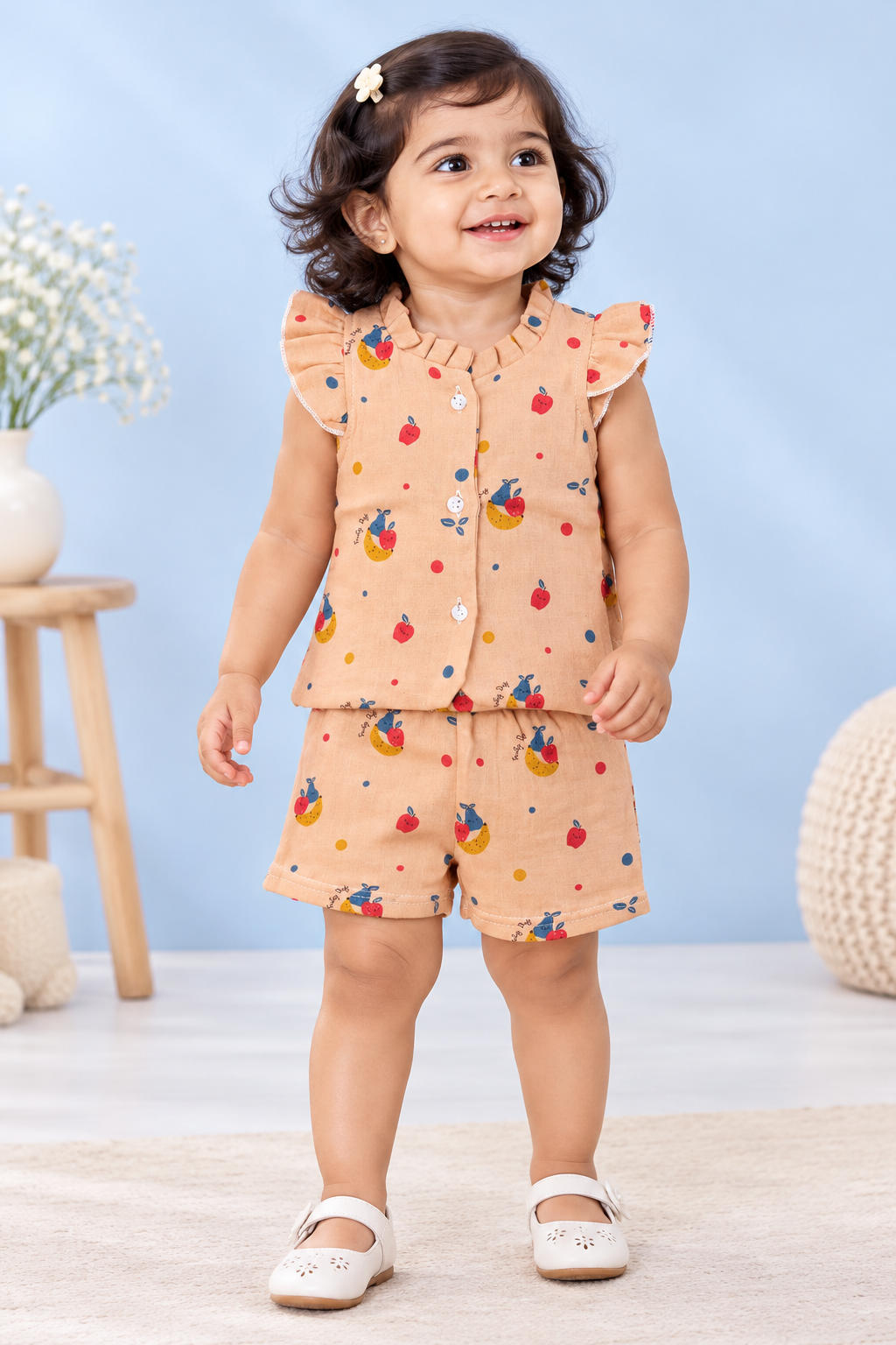 Girl Baby Muslin Co-Ord Set - Double Layer