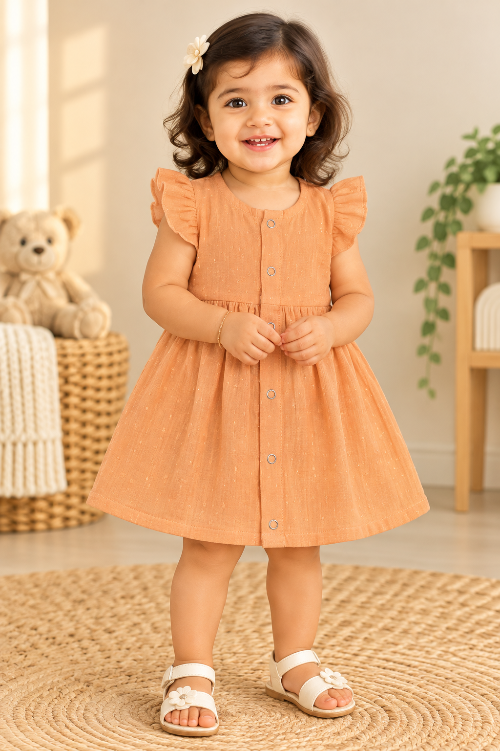 Ruffle Sleeve Baby Muslin Frock