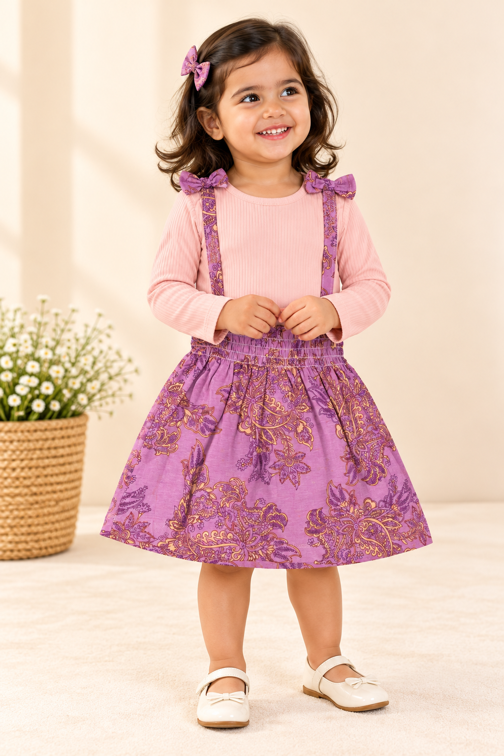 Girls Full Sleeve Ribbed Frock