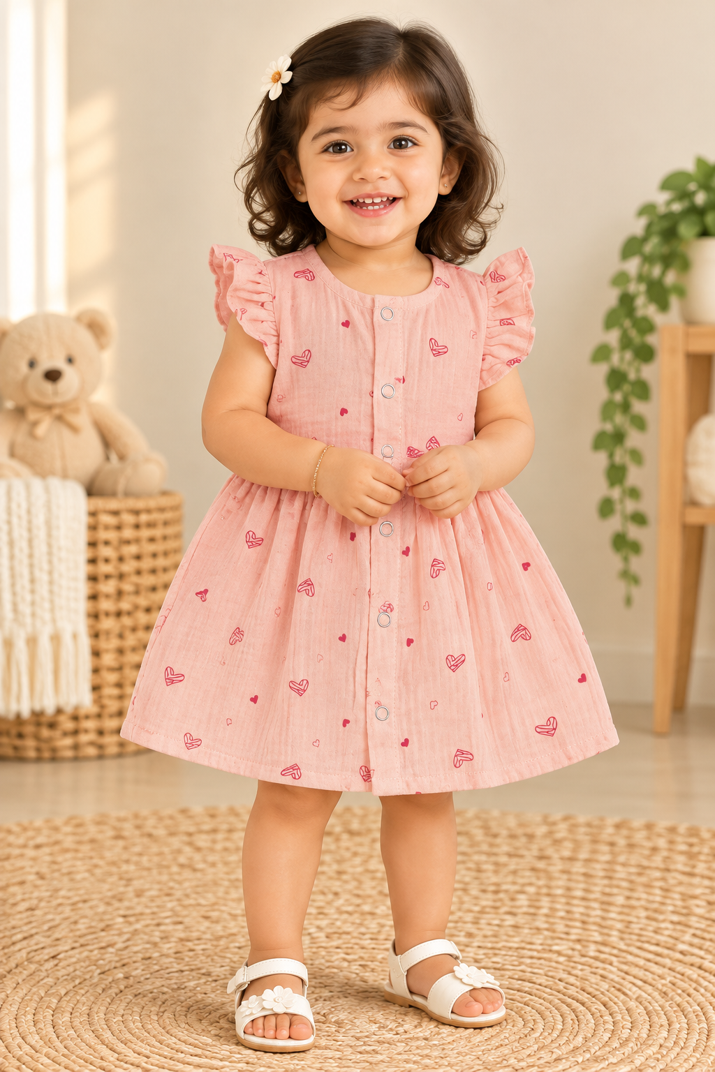 Ruffle Sleeve Baby Muslin Frock