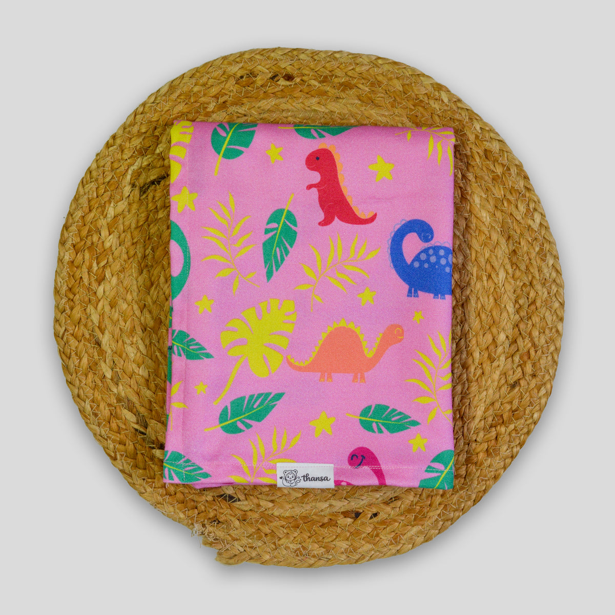 Pink Blush Dino Bamboo Bedsheet for Kids (100x150 cm) – Ultra Soft, Breathable, Antibacterial & Skin-Friendly