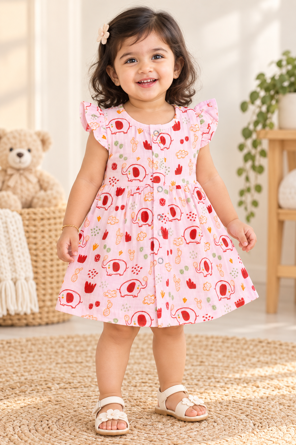 Ruffle Sleeve Baby Muslin Frocks