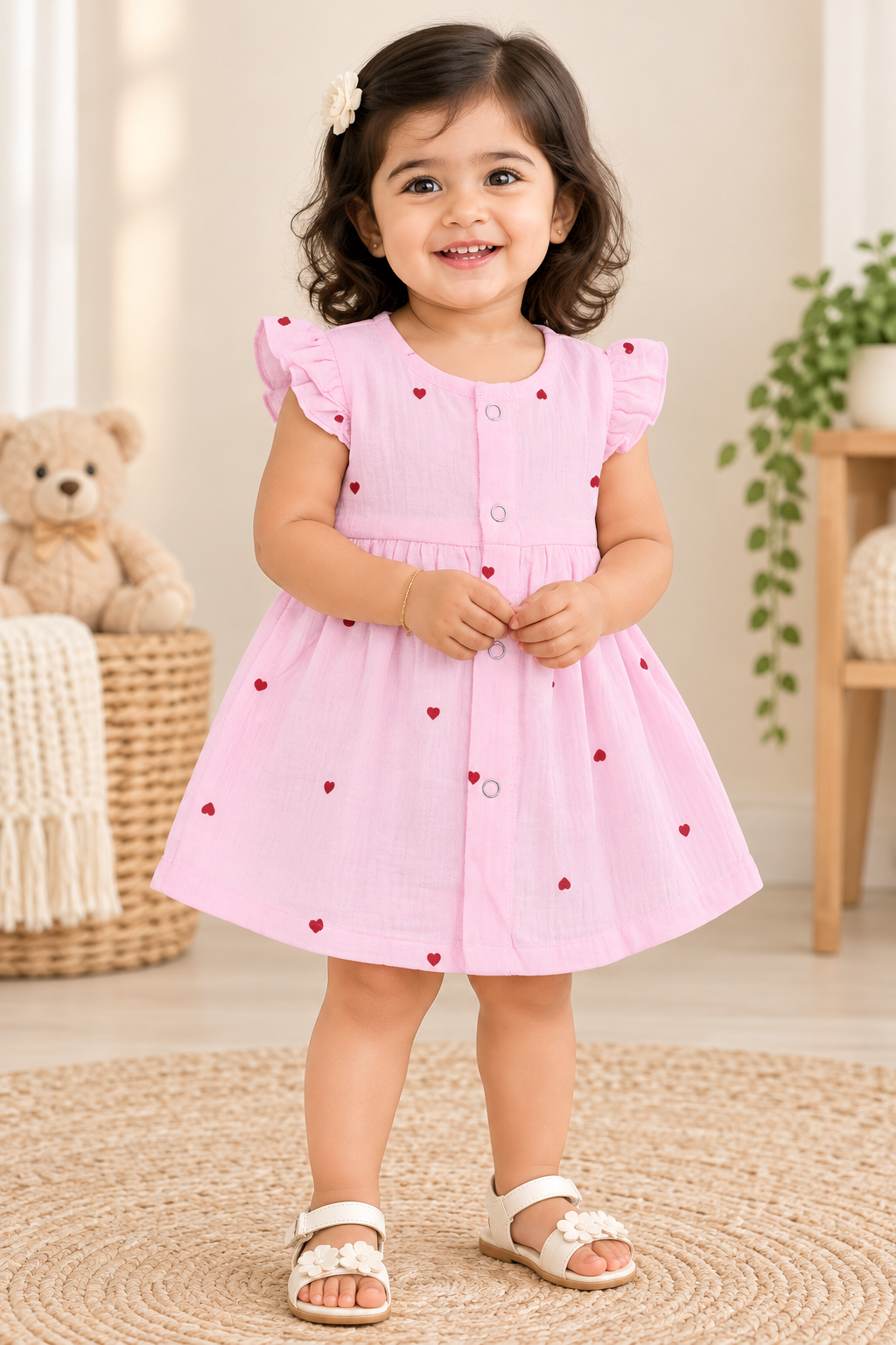 Ruffle Sleeve Baby Muslin Frocks