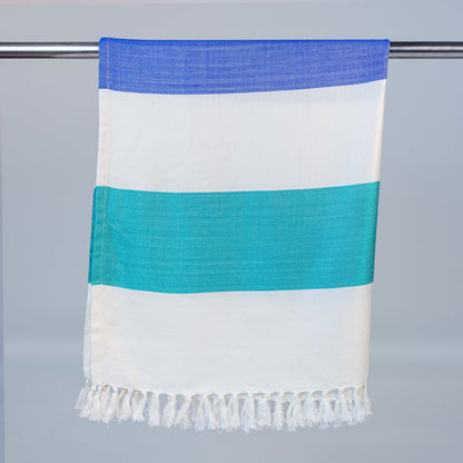 Premium Bamboo Bath Towel – Aqua Stripe