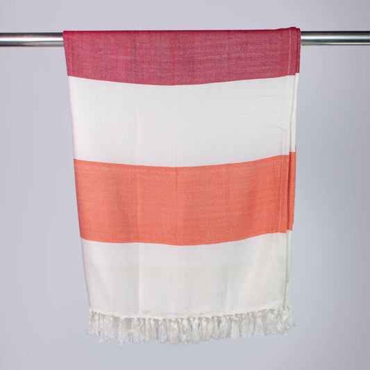 Premium Bamboo Bath Towel – Coral Stripe