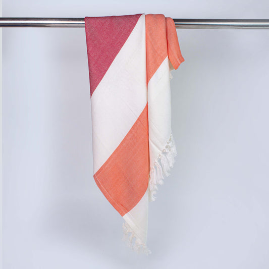 Premium Bamboo Bath Towel – Coral Stripe