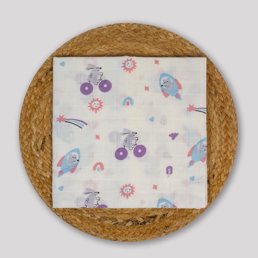 Rocket Organic Cotton muslin Baby Swaddle (100x100cm)