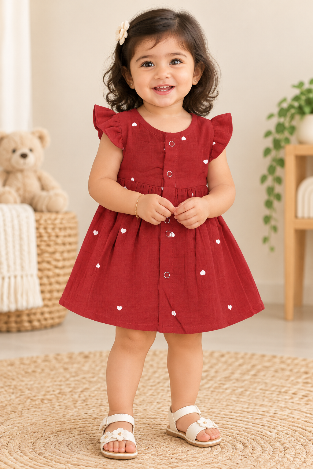 Ruffle Sleeve Baby Muslin Frocks