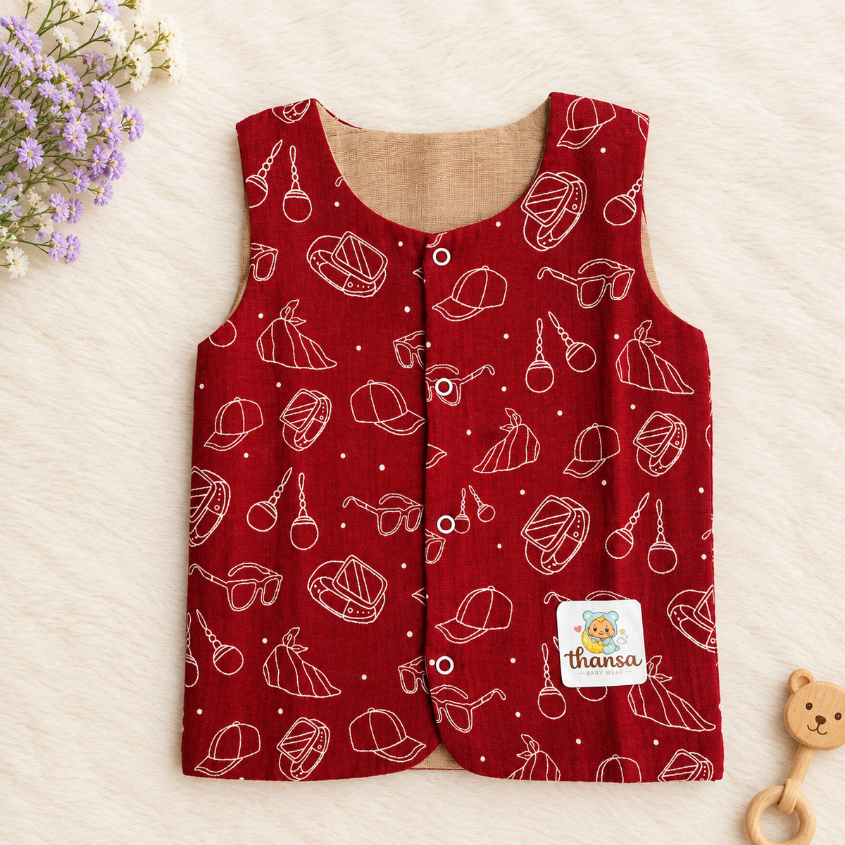 Reversible 2 in 1 Muslin Jabla - Double Layer
