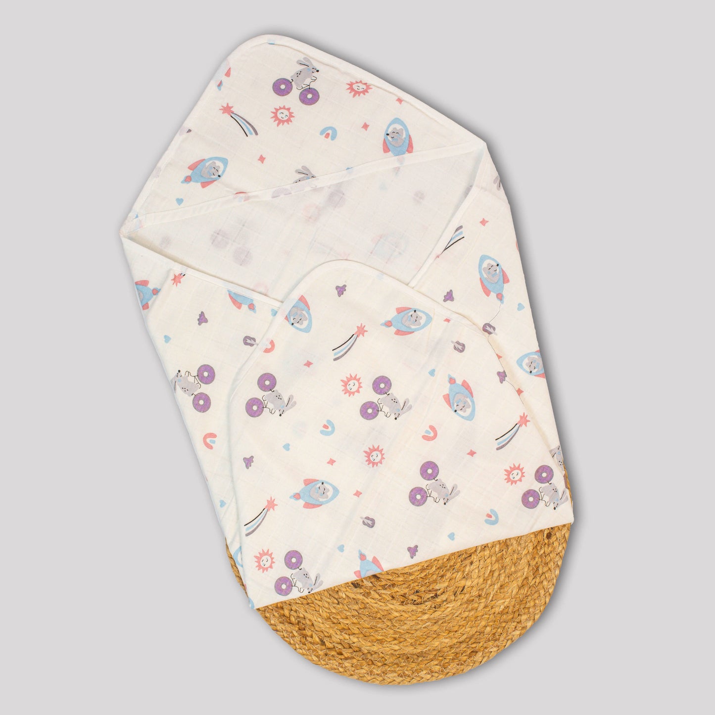 Rocket Organic Cotton Muslin Hooded Baby Towel (75x75 cm)