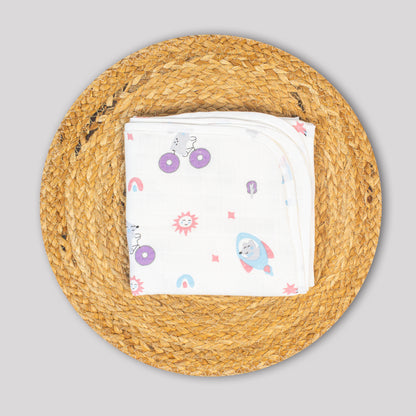 Rocket Organic Cotton Muslin Hooded Baby Towel (75x75 cm)