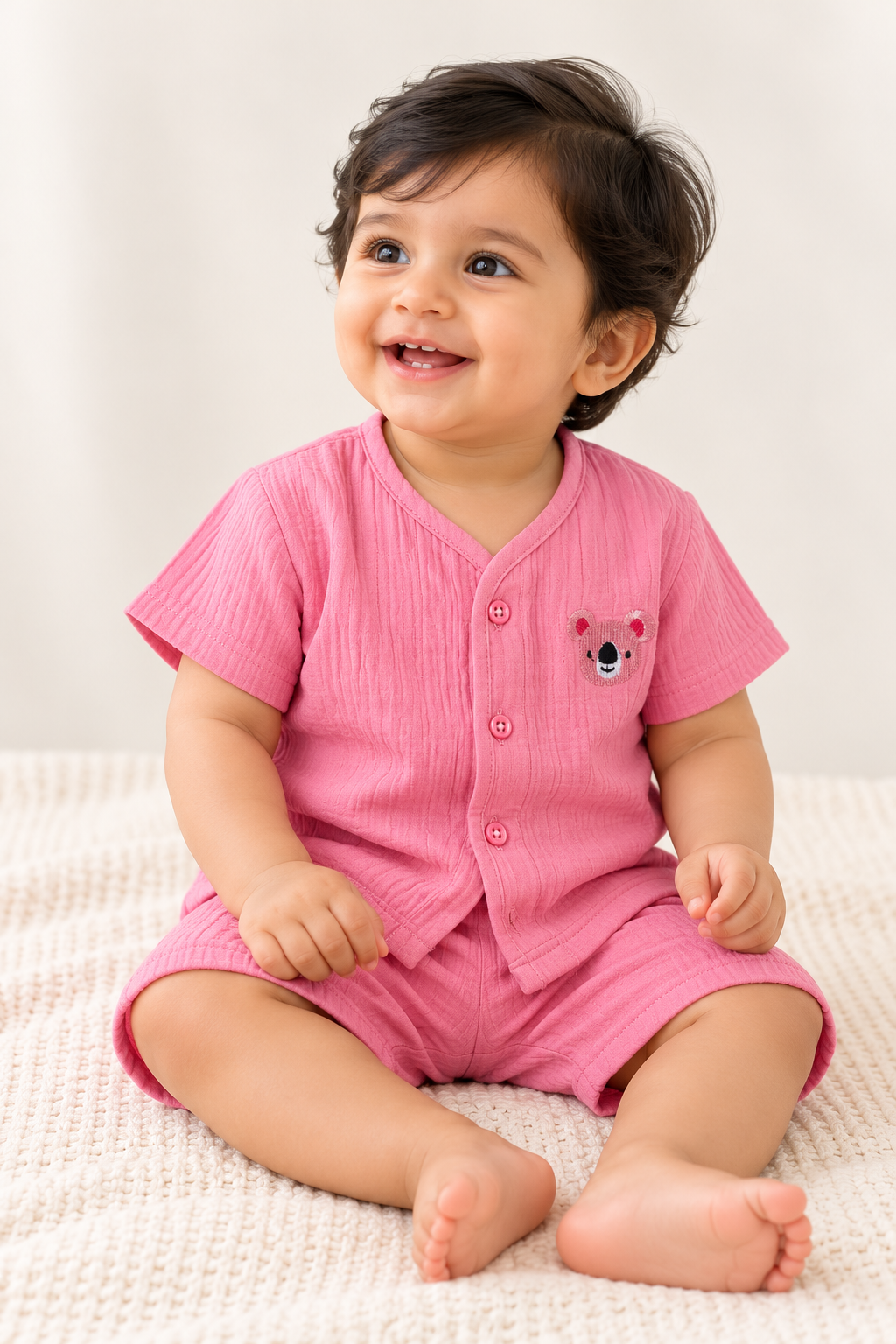 Muslin Baby Co-Ord Set – Short Sleeve Shirt & Shorts