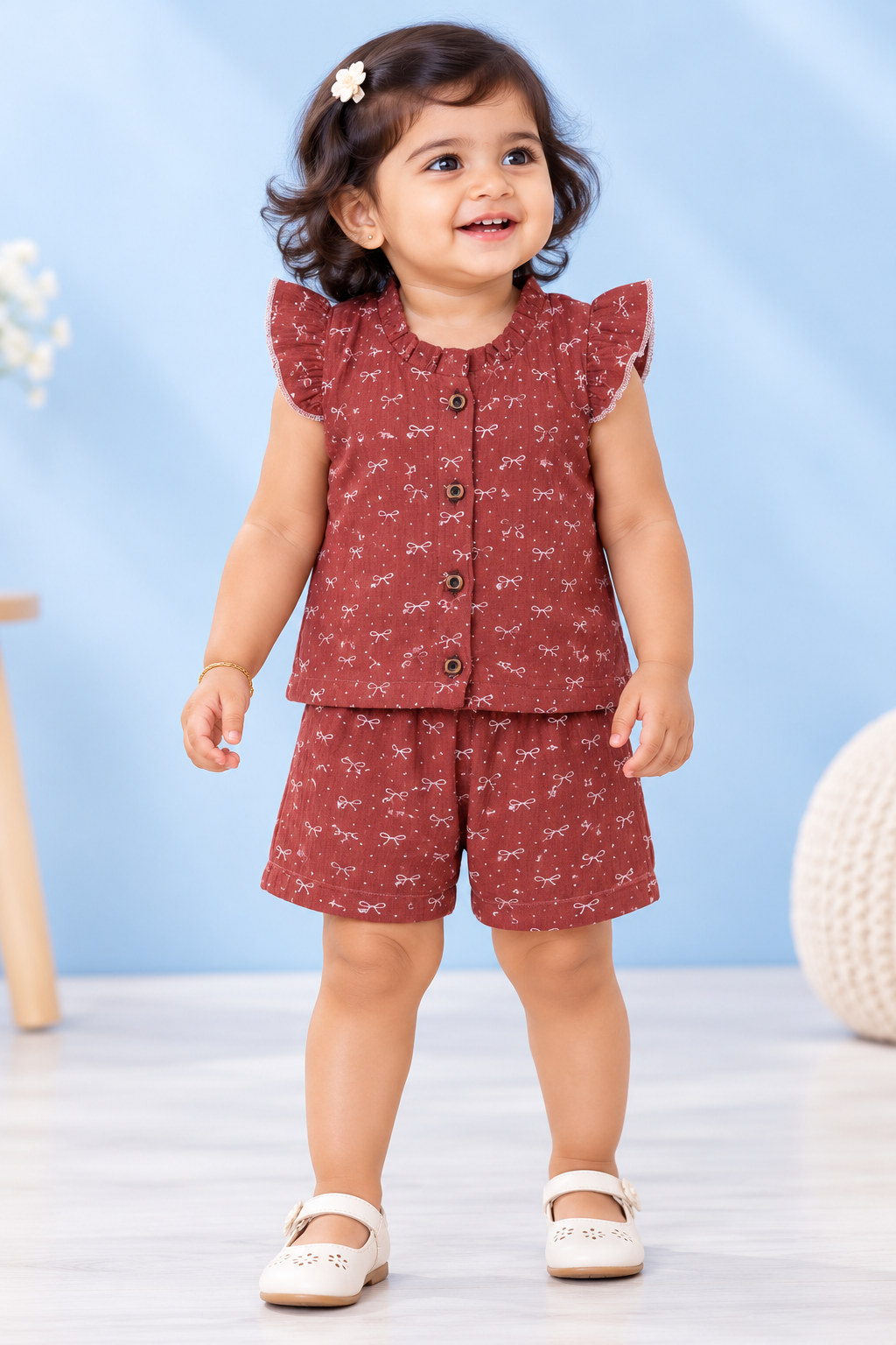 Girl Baby Muslin Co-Ord Set - Double Layer
