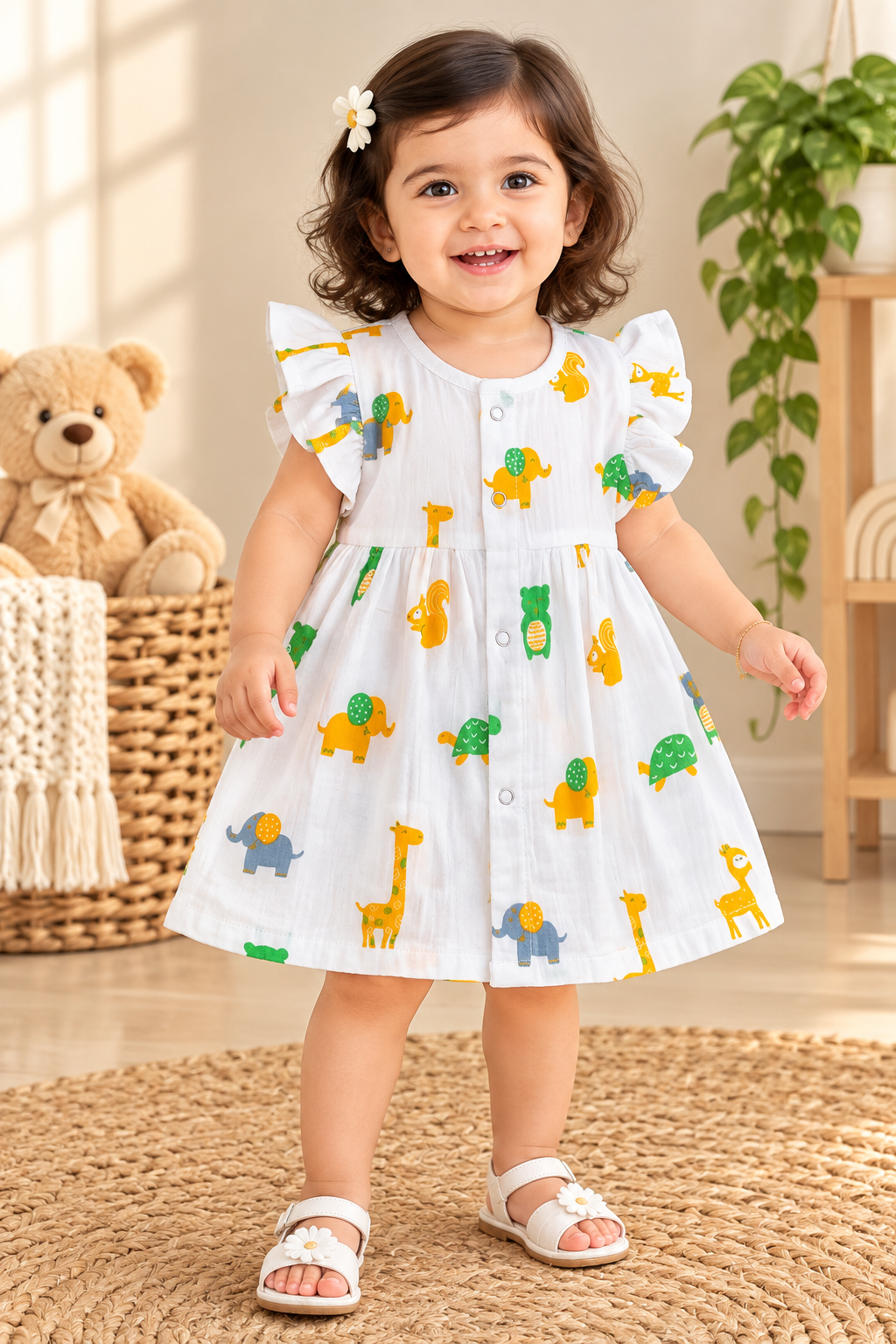 Ruffle Sleeve Baby Muslin Frock