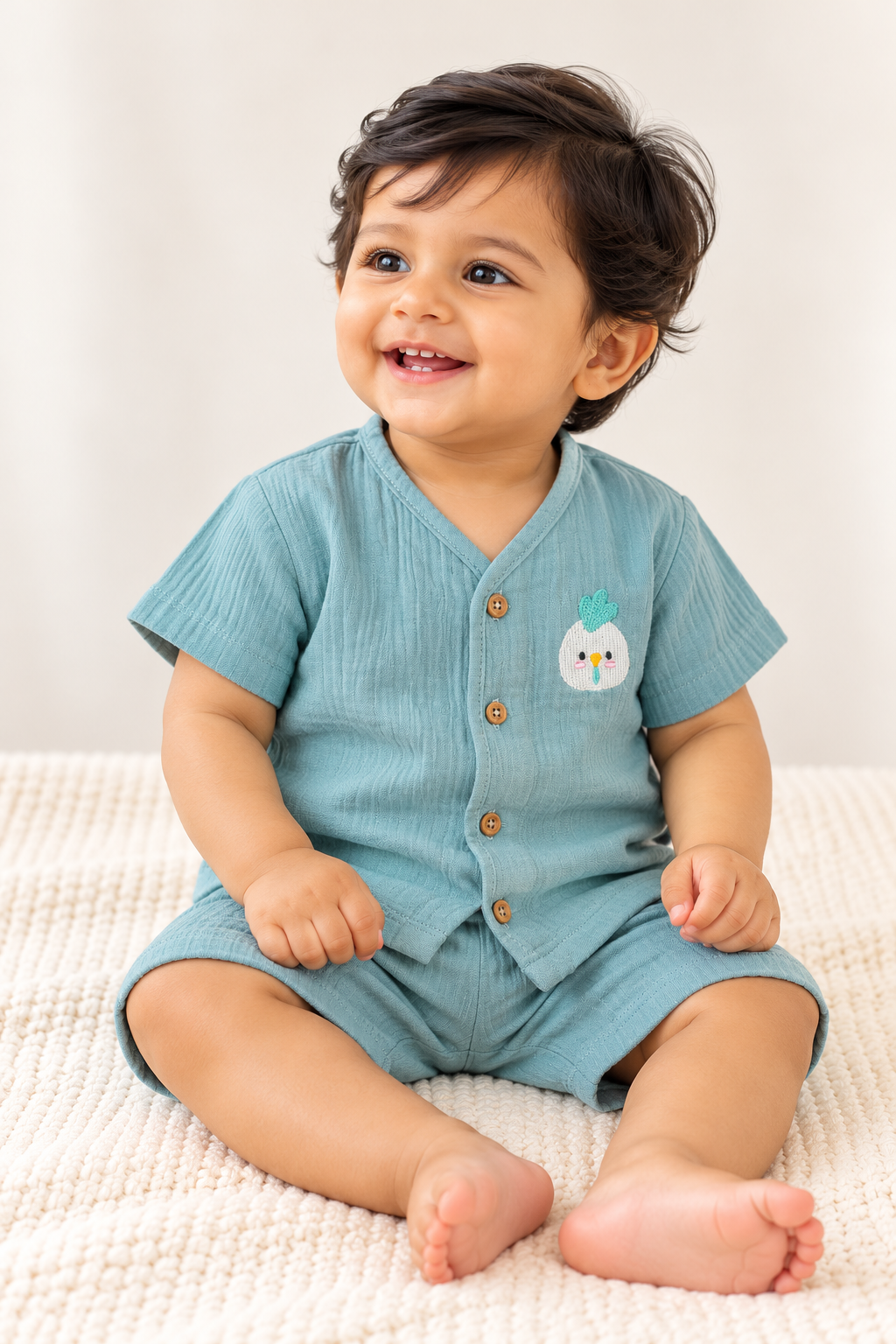 Muslin Baby Co-Ord Set – Short Sleeve Shirt & Shorts