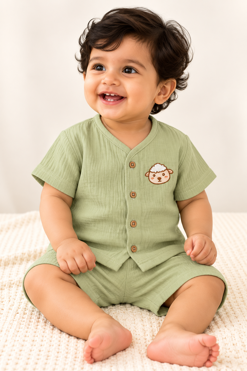 Muslin Baby Co-Ord Set – Short Sleeve Shirt & Shorts