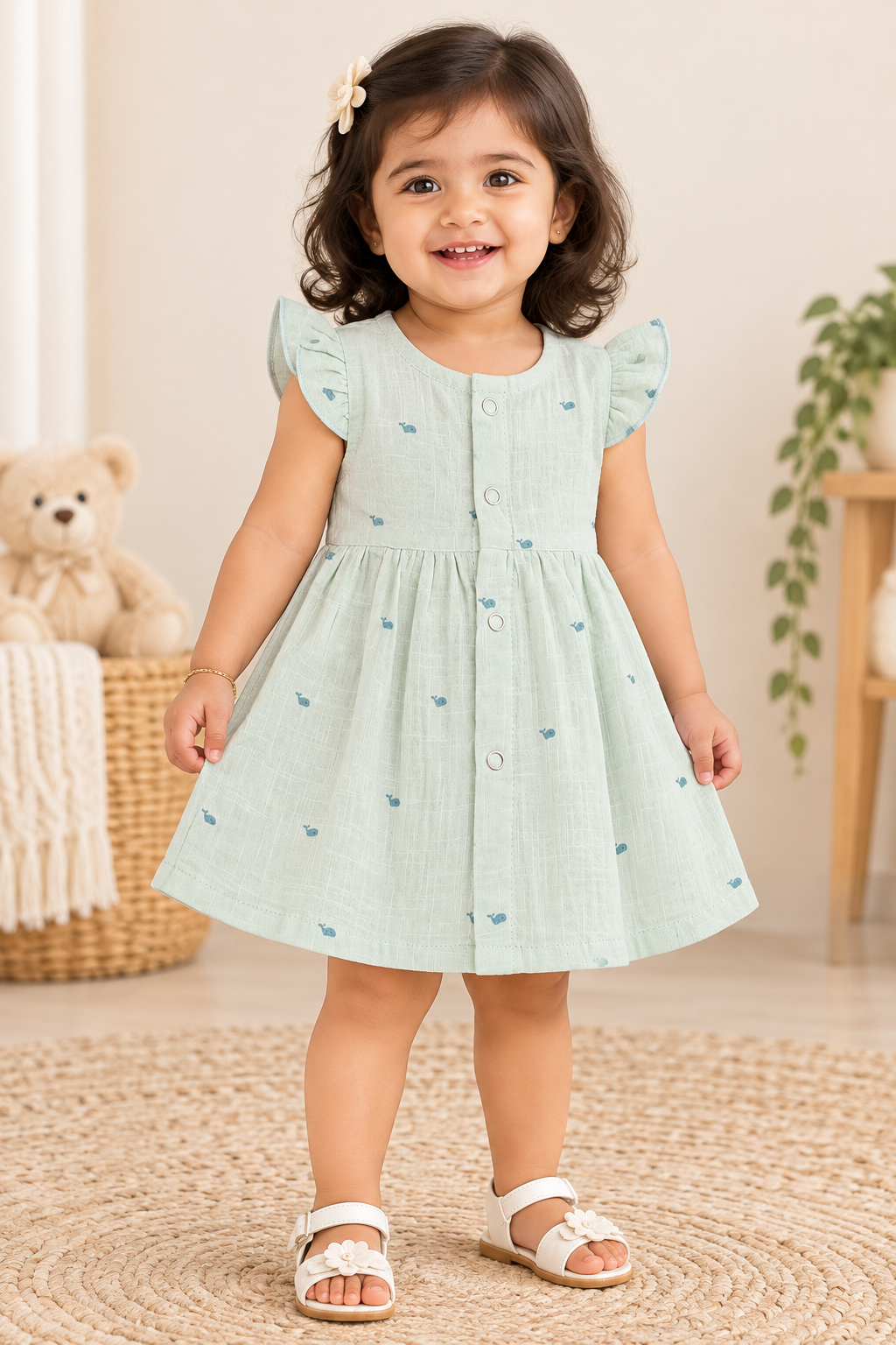 Ruffle Sleeve Baby Muslin Frocks