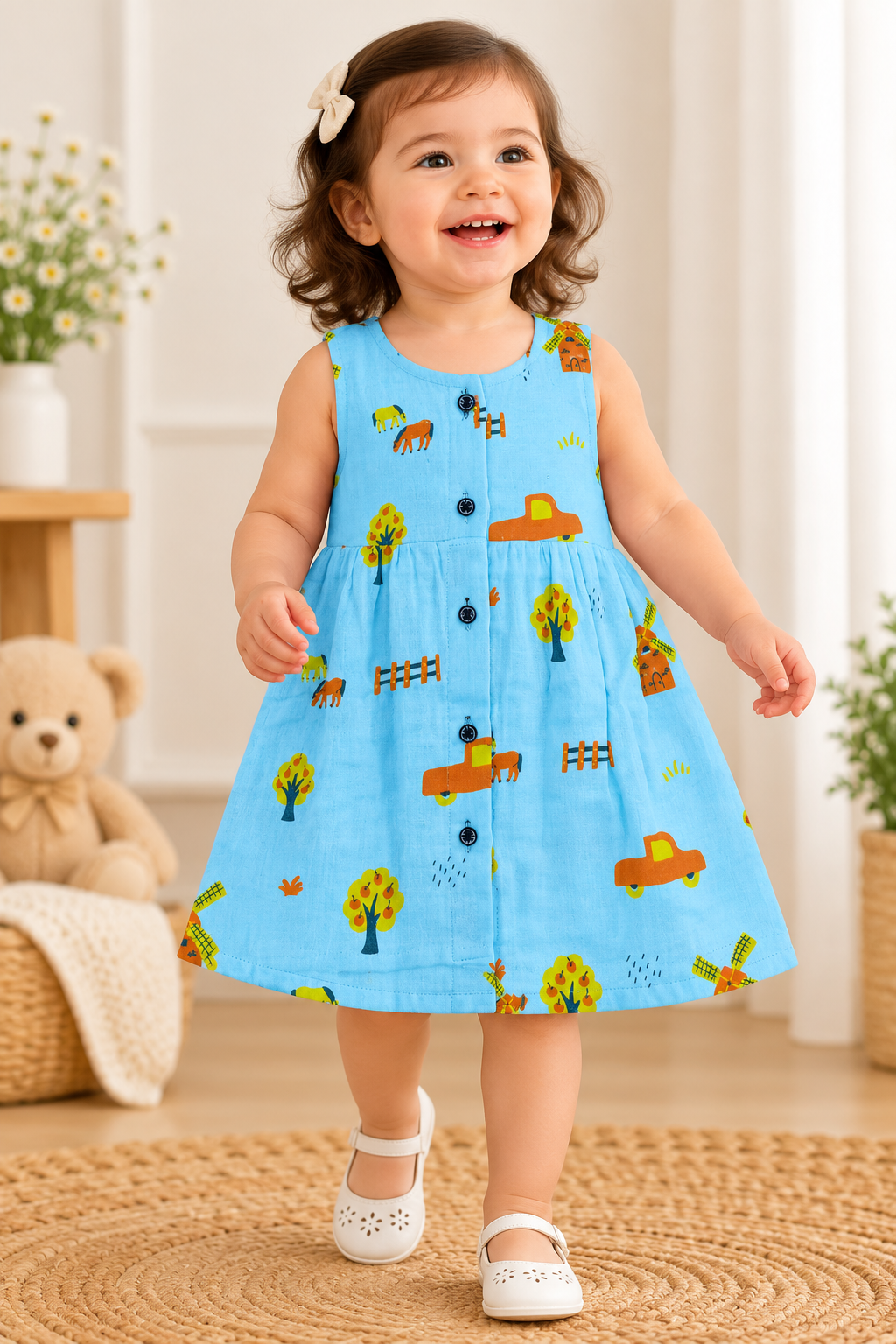 Sleeveless Muslin Frock