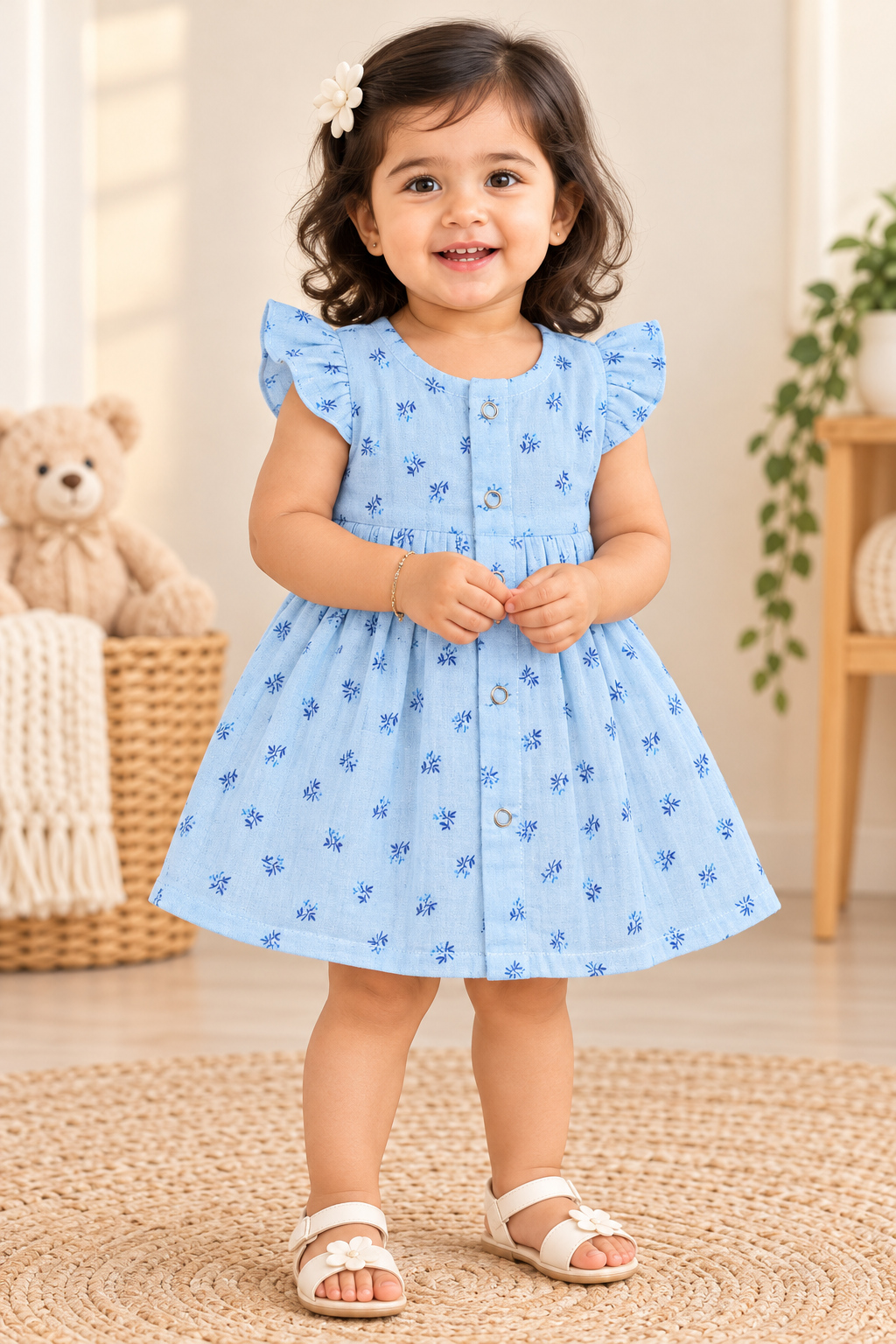 Ruffle Sleeve Baby Muslin Frocks