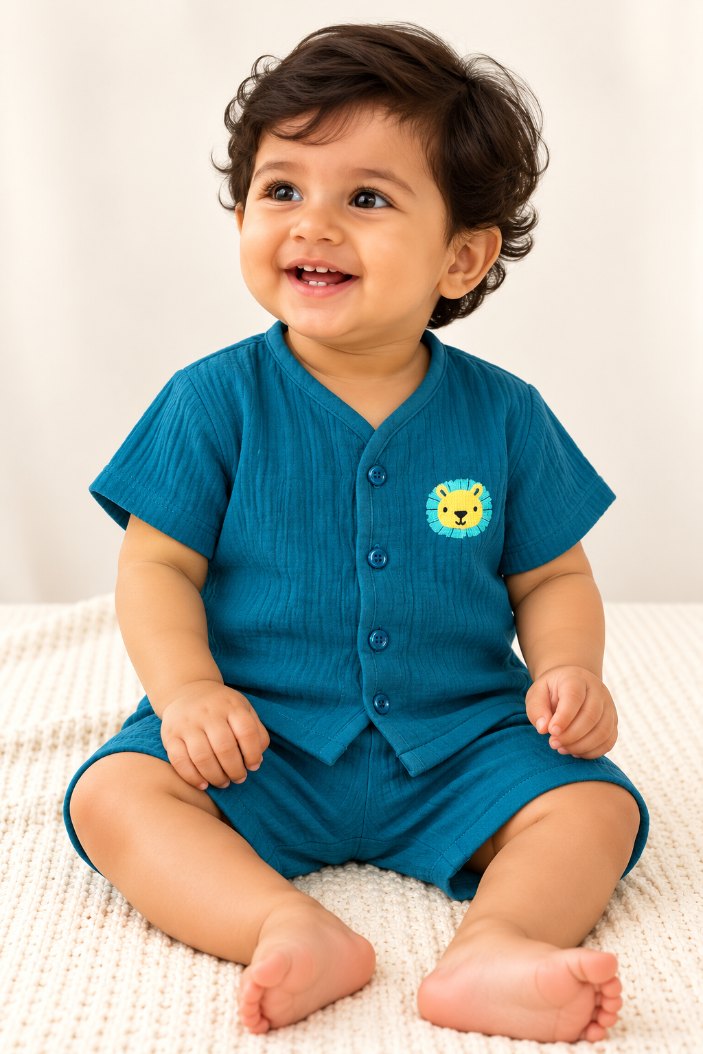 Muslin Baby Co-Ord Set – Short Sleeve Shirt & Shorts