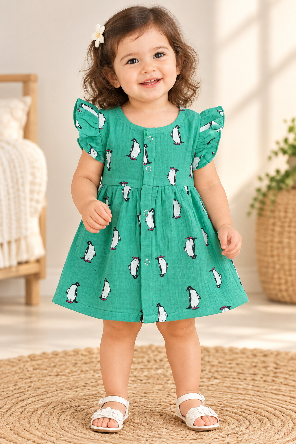 Ruffle Sleeve Baby Muslin Frock
