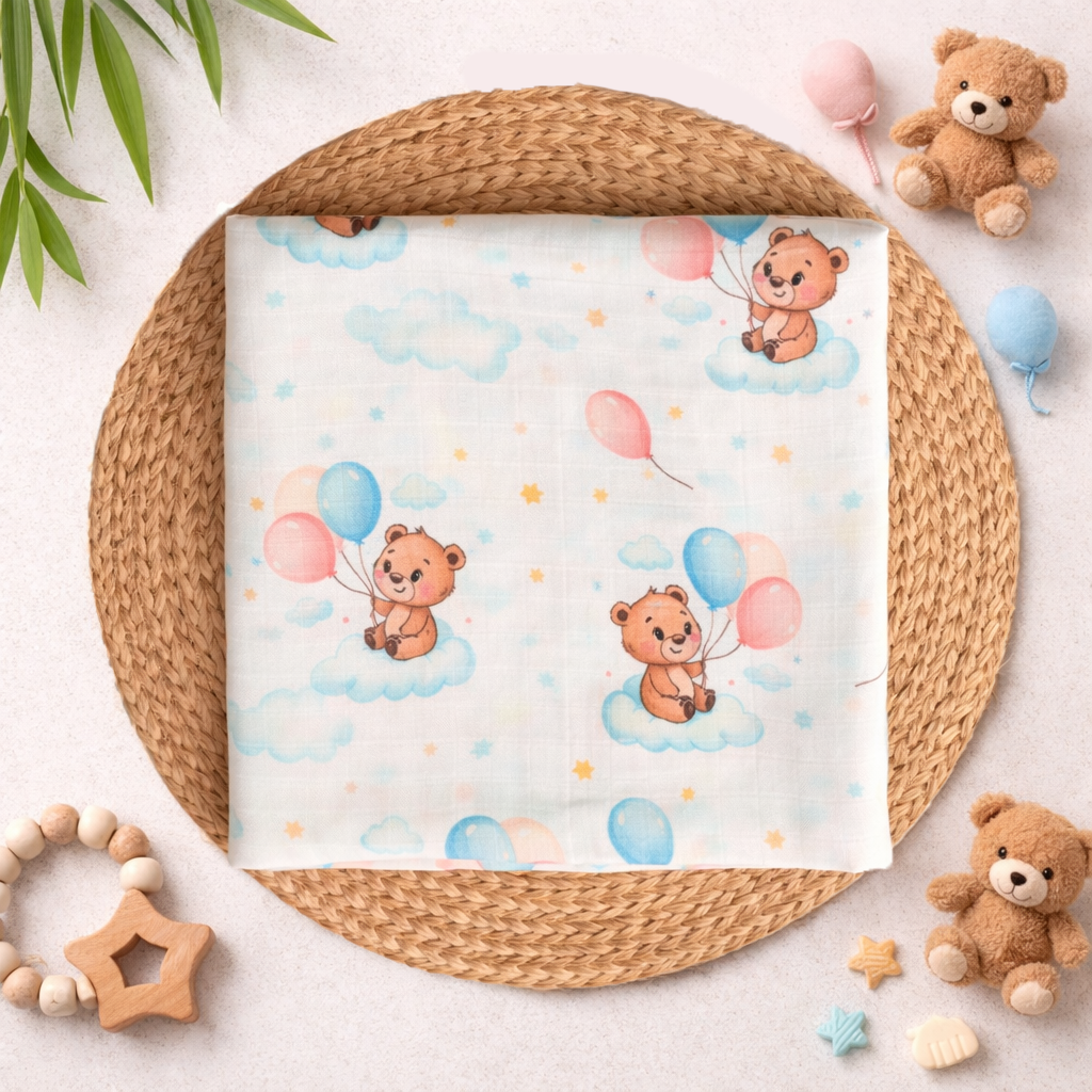 Teddy Organic Bamboo Muslin Swaddle blanket 100x100cm 100%Bamboo