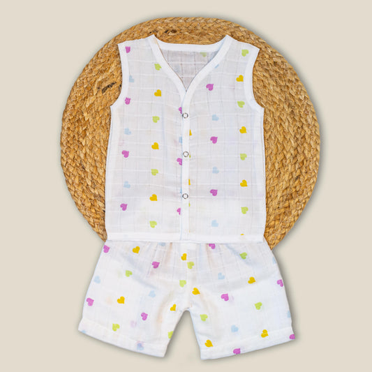 Tiny Heart Organic Muslin Co-Ord Set (0-3 months)