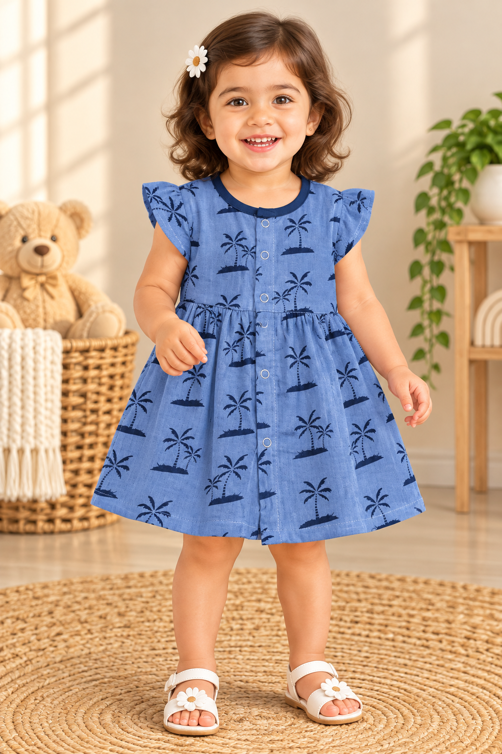 Ruffle Sleeve Baby Muslin Frock