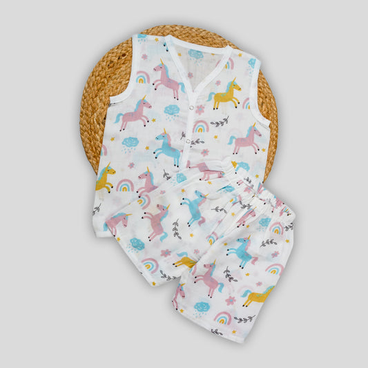 Unicorn Muslin Co-Ord Set (6-9 months)