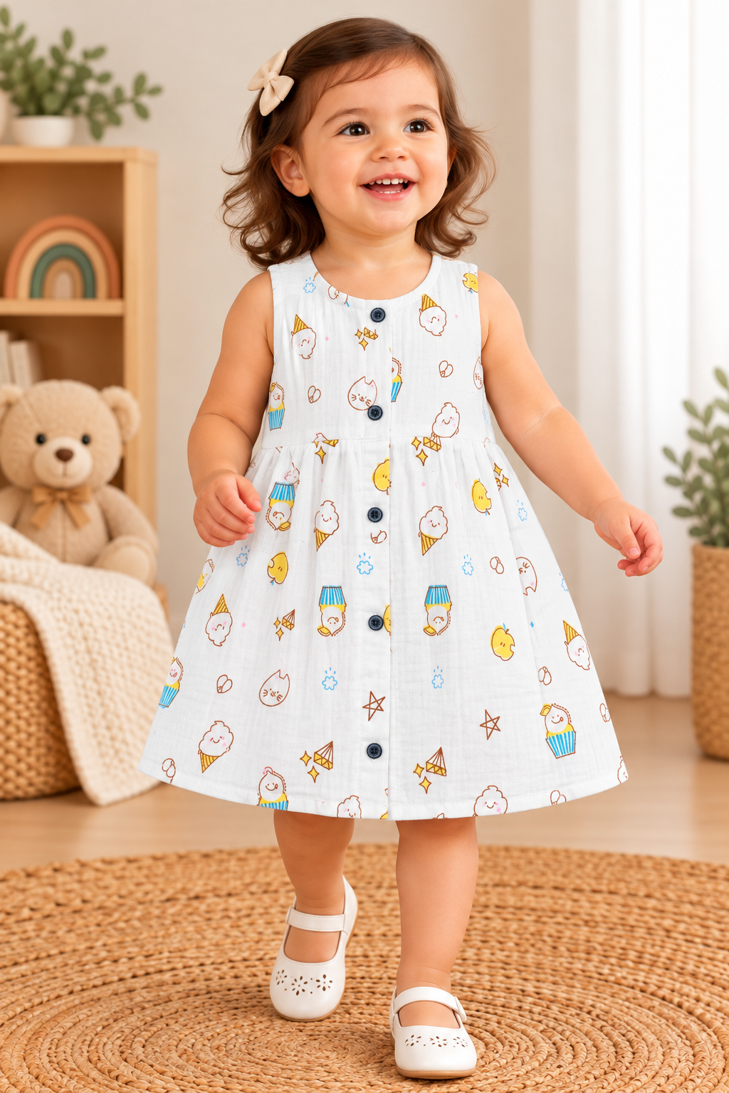 Sleeveless Muslin Frock