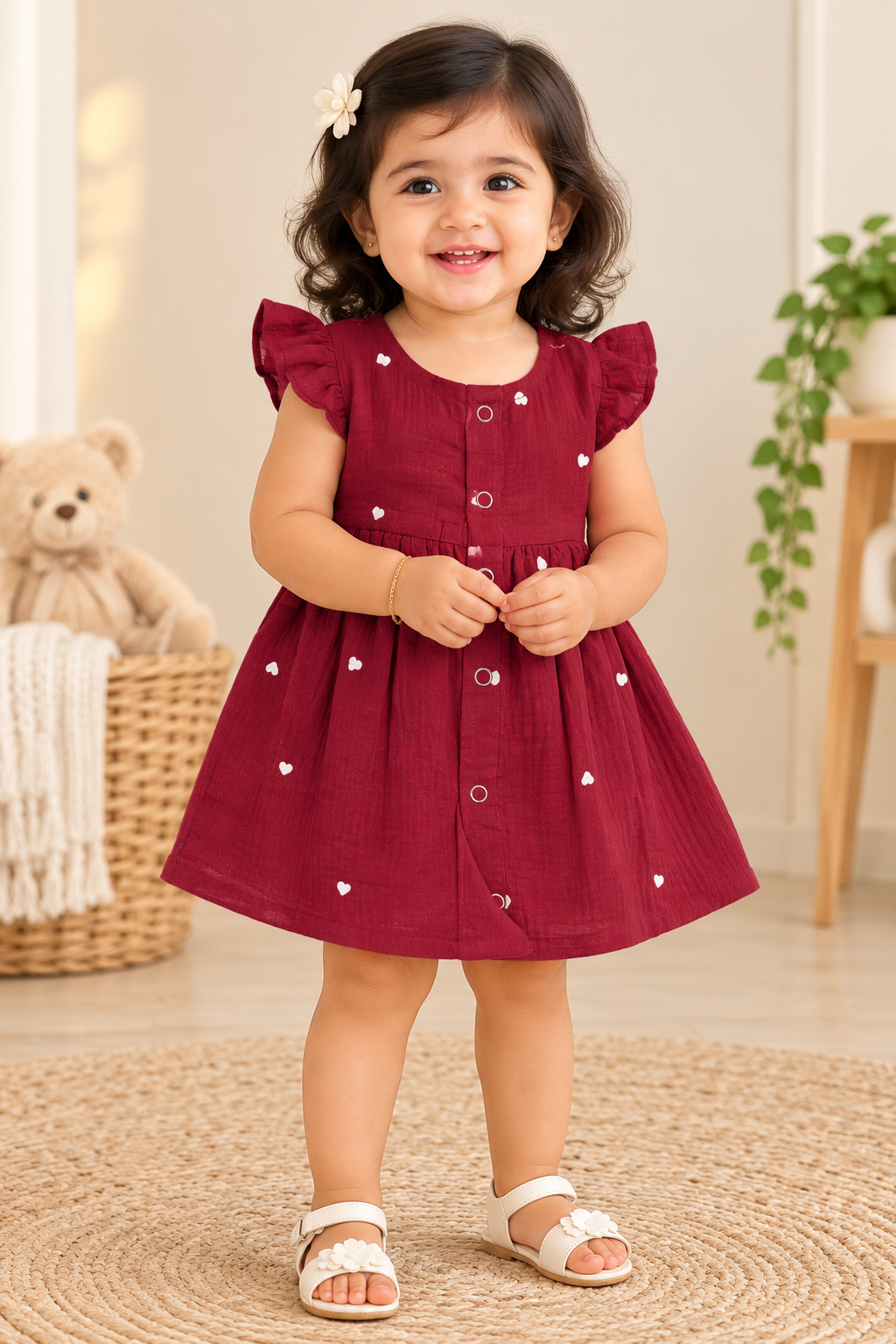 Ruffle Sleeve Baby Muslin Frocks