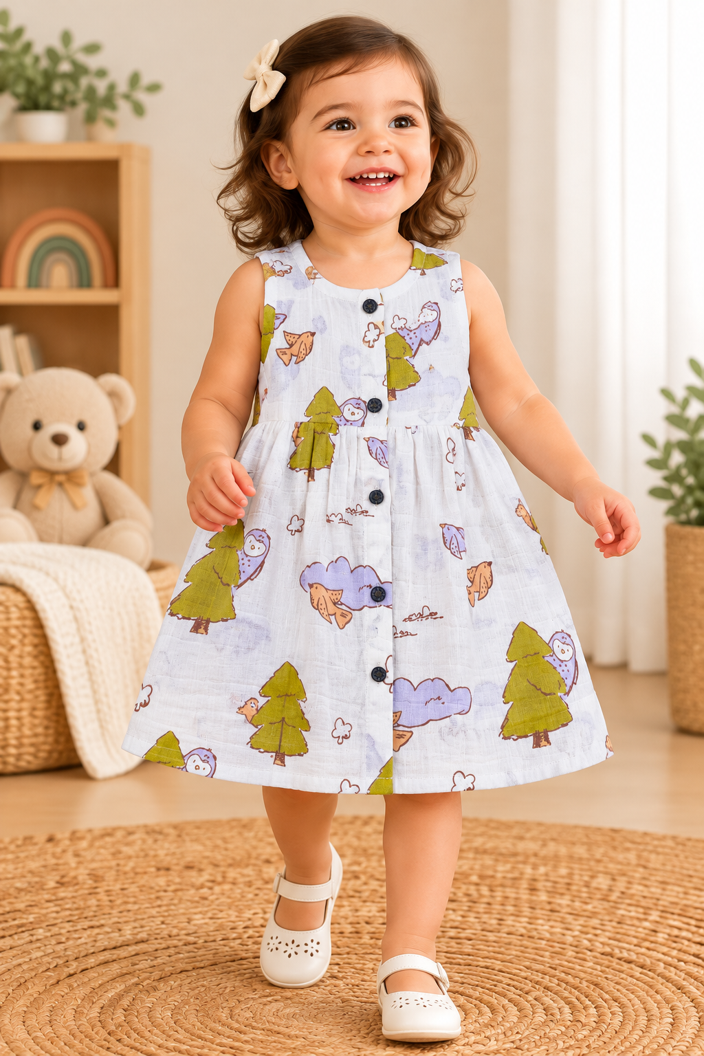 Sleeveless Muslin Frock