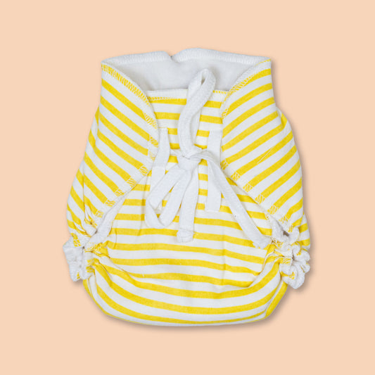 Yellow stripe Reusable Cloth Diaper (New Born - 6 months)