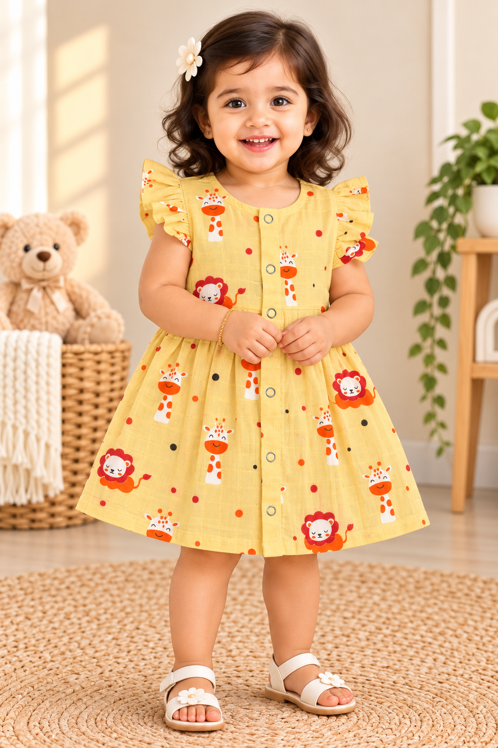 Ruffle Sleeve Baby Muslin Frock