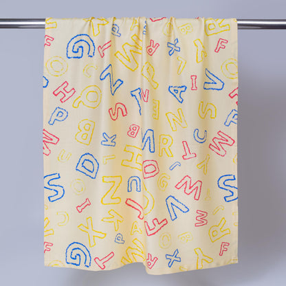 Alphabet Adventure Bamboo Bath Towel for Kids – Ultra Soft, 3X Absorbent, Antibacterial (60x120 cm)