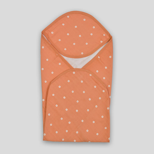 Apricot Organic Cotton Muslin Hooded Baby Towel (75x75 cm)