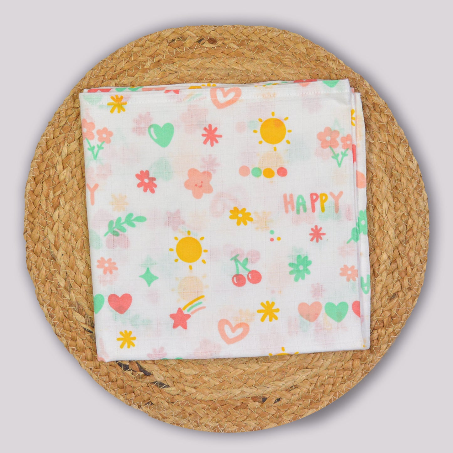 Cherry Cotton muslin Swaddle (100x100cm)