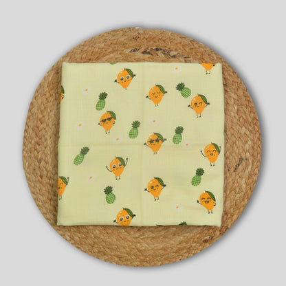 Yellow Mango Organic Cotton Muslin Hooded Baby Towel (75x75 cm)