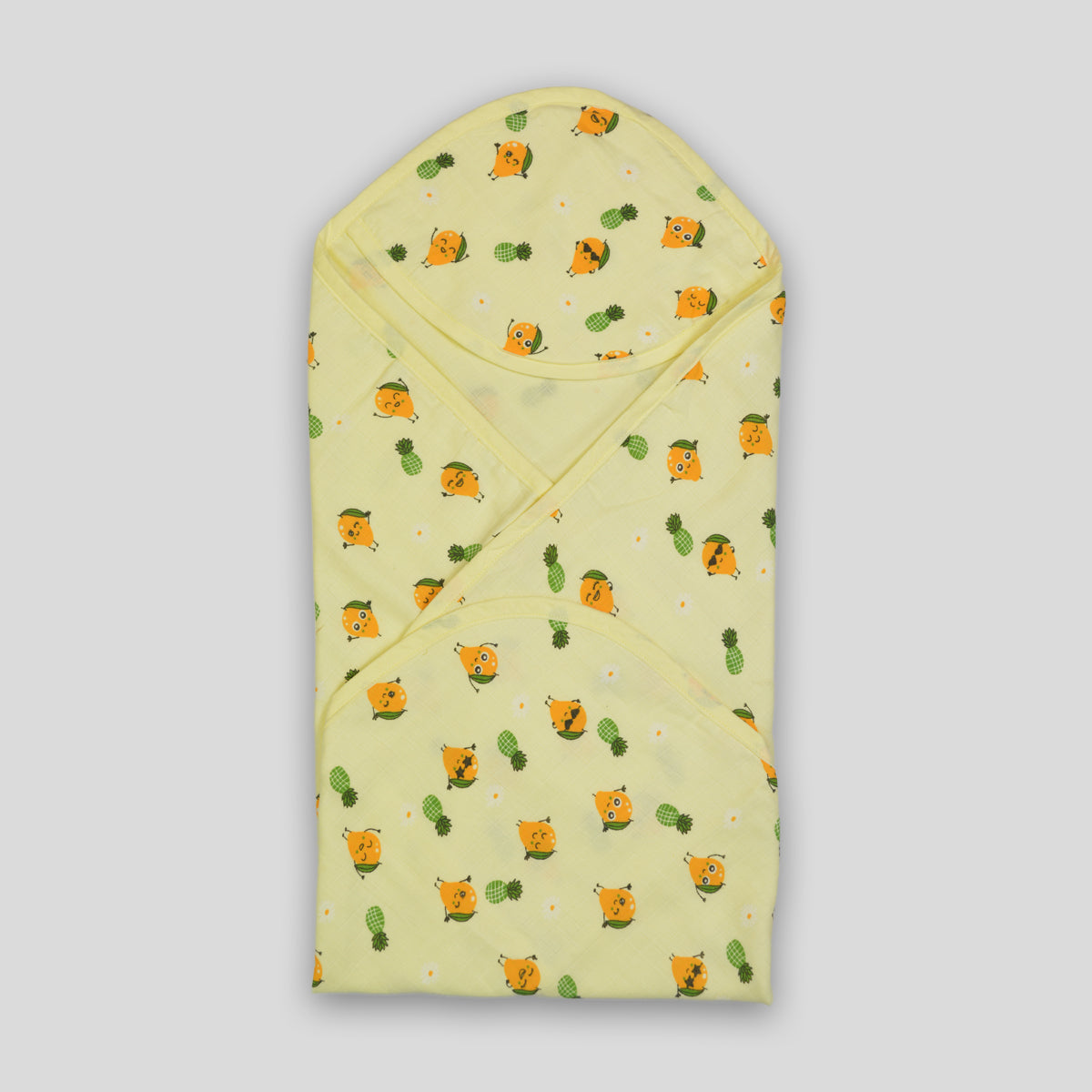 Yellow Mango Organic Cotton Muslin Hooded Baby Towel (75x75 cm)