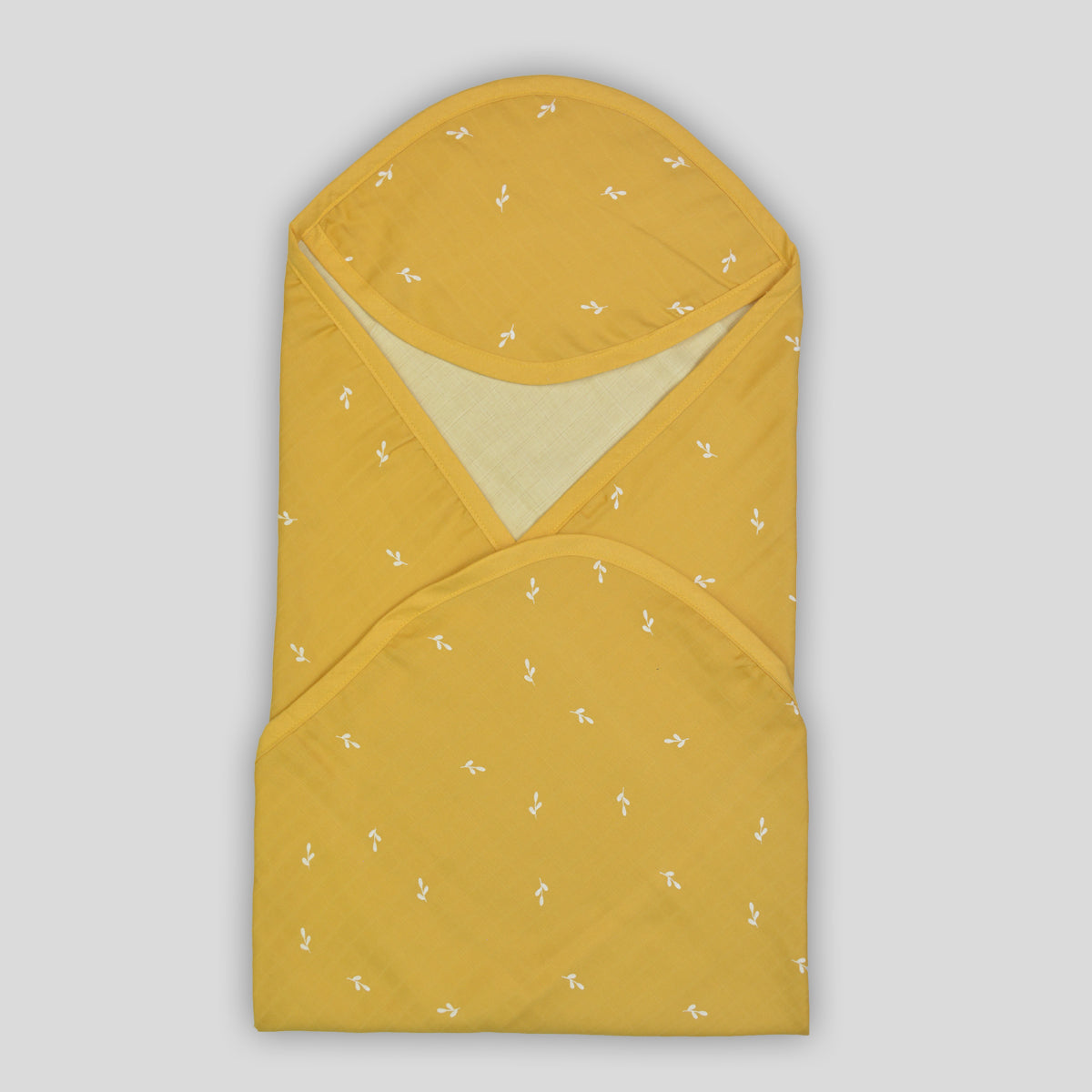 Mustard Organic Cotton Muslin Hooded Baby Towel (75x75 cm)