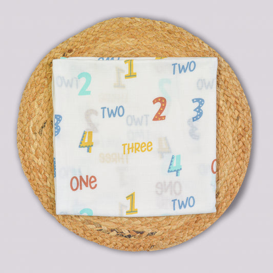 Numbers Cotton muslin Swaddle (100x100cm)
