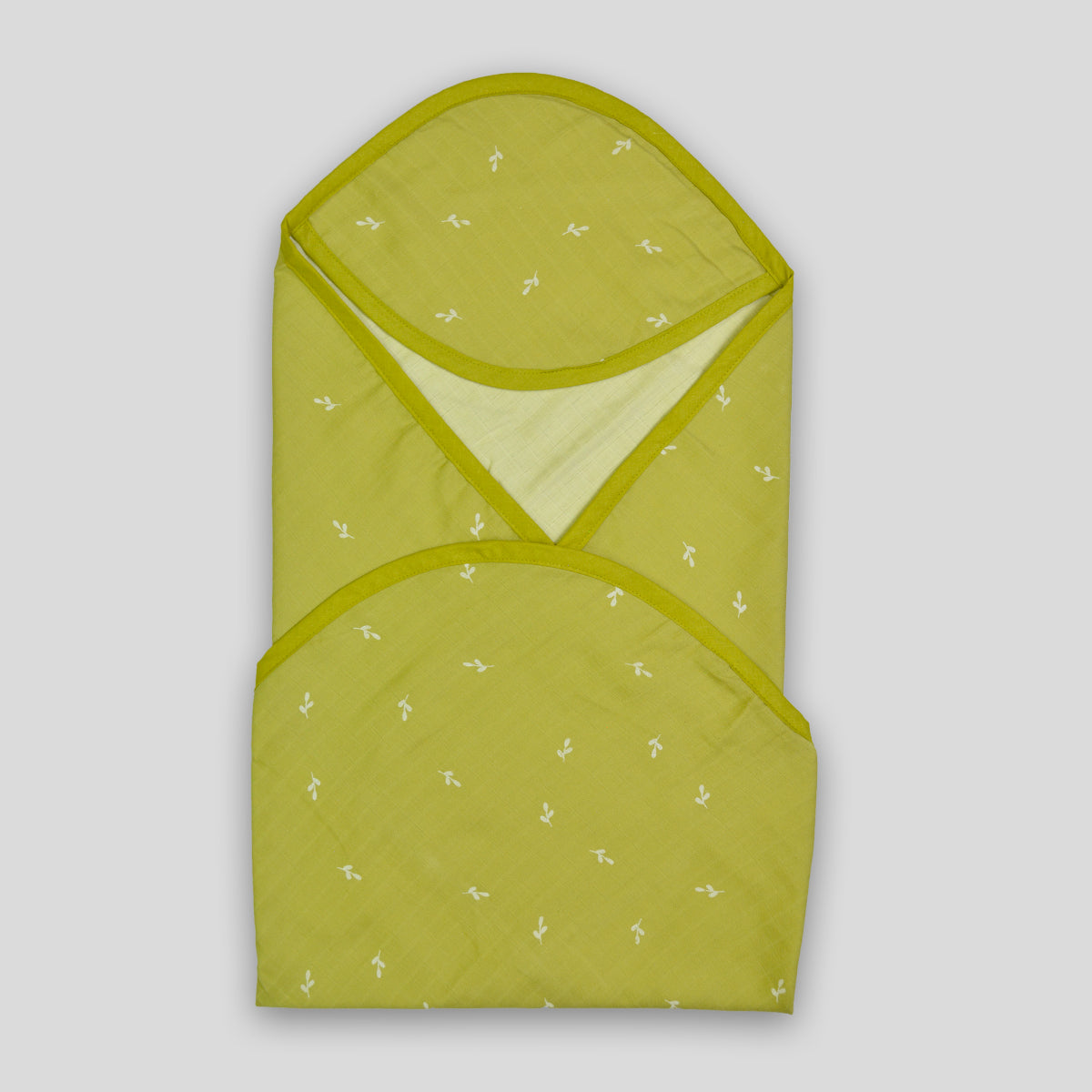 Olive Green Organic Cotton Muslin Hooded Baby Towel (75x75 cm)