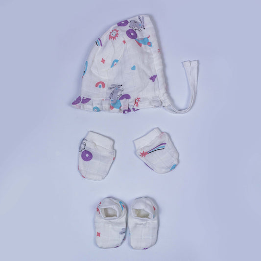 Rocket Muslin Cap Mitten Booties set